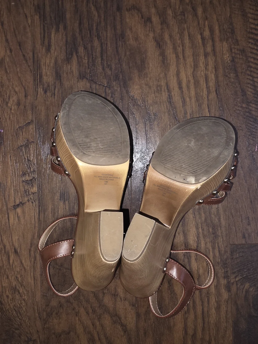 G by Guess Brown Strappy Cork-Style Wedge Sandals